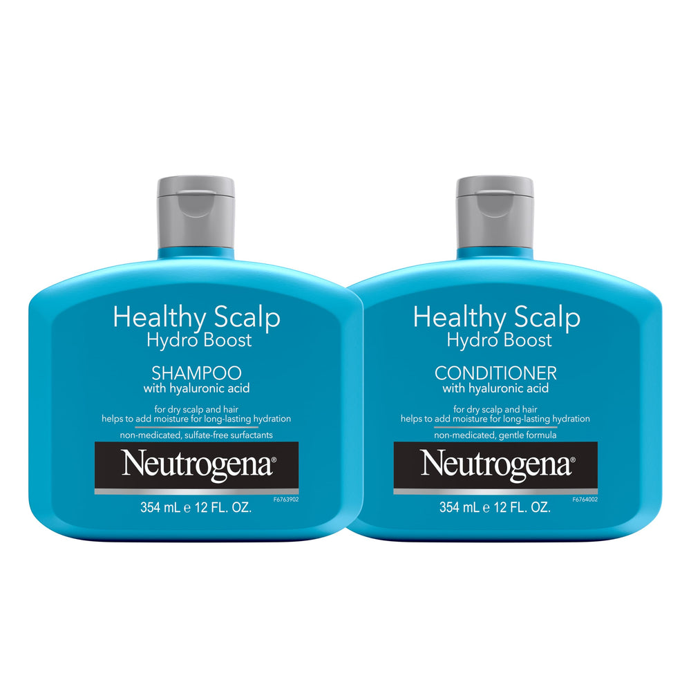Neutrogena Hydro Boost front packaging showing both 12 fl oz bottles and benefits