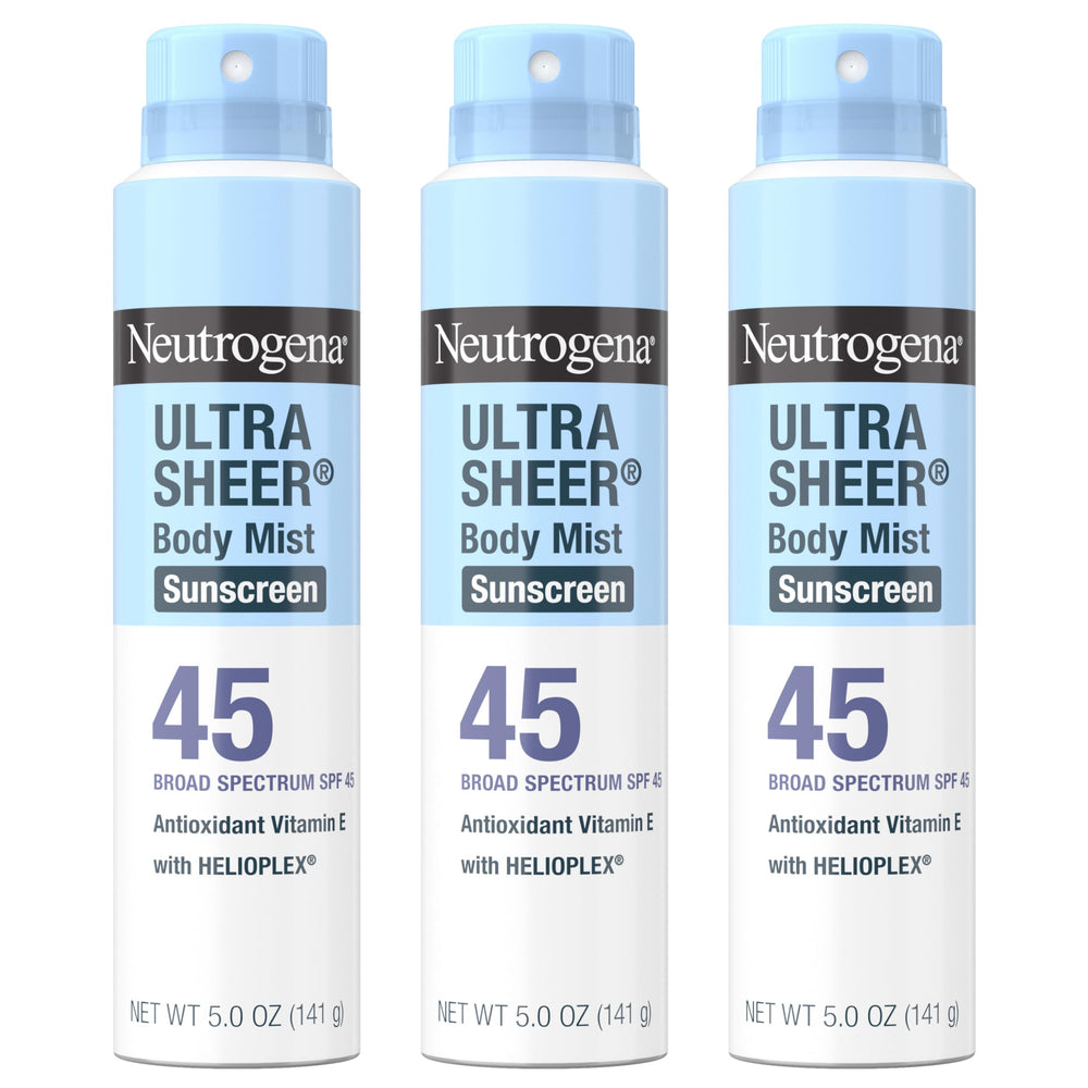 Neutrogena Ultra Sheer front packaging showing SPF 45 protection benefit