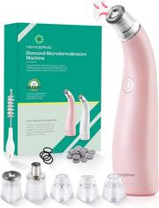 NEWDERMO front packaging in pink showing compact device and accessories, clear overview benefit