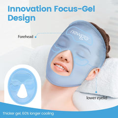 NEWGO mask worn by model relaxing to show hands-free comfort benefit