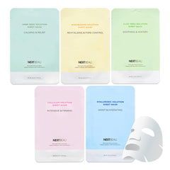 NEXTBEAU pack front view showing all 20 masks and variety benefits