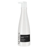 Nexxus Clean & Pure front bottle view showing product clarity and professional benefit