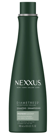 Nexxus Diamtress front packaging showing 13.5 oz bottle and clear benefits
