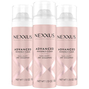 Nexxus front packaging showing three travel-size bottles and brand clarity