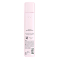 Nexxus aerosol nozzle detail demonstrating even spray distribution benefit