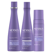 Nexxus front packaging showing three-piece volumizing set and benefits