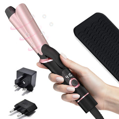 NFie curling iron front view showing compact design and easy grip benefit
