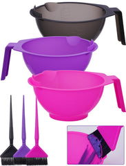NiHome mixing bowls front view showing three colors and included brushes for organized coloring