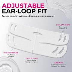 NING DERMOLOGIE mask worn in use demonstrating hands-free contour support