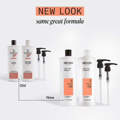 NIOXIN pump top detail demonstrating easy dispensing and controlled product flow benefit
