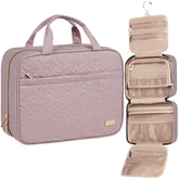 NISHEL front view showing compact closed toiletry bag and fast-access pocket benefit