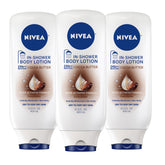 NIVEA front packaging showing three bottles and product benefits