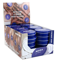 NIVEA Creme tin inside a handbag lifestyle shot showing travel convenience benefit