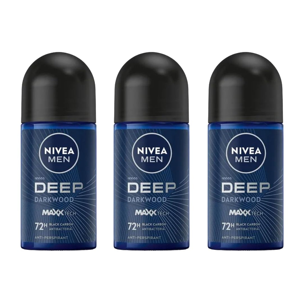 NIVEA men front packaging showing compact 25ml convenience and bold darkwood scent
