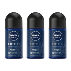 NIVEA men front packaging showing compact 25ml convenience and bold darkwood scent