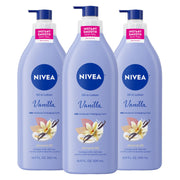 NIVEA front packaging showing vanilla almond scent and hydrate benefit