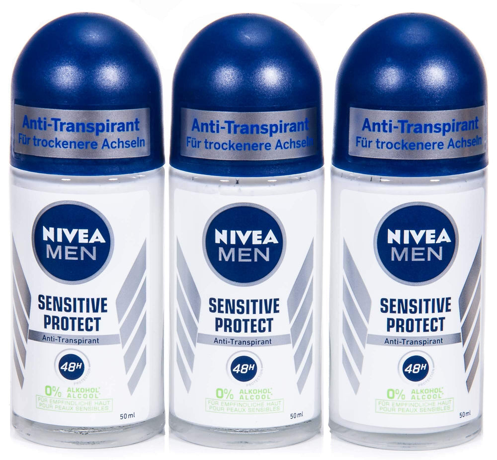 NIVEA MEN front view roll-on bottle showing compact design and skin-friendly protection