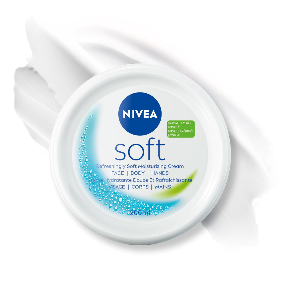 NIVEA soft front jar showing clean packaging and size benefit