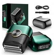 NKTMXY front view of ink green shaver showing compact design and benefit portability