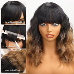 Nnzes side profile with wavy bangs highlighting flattering silhouette