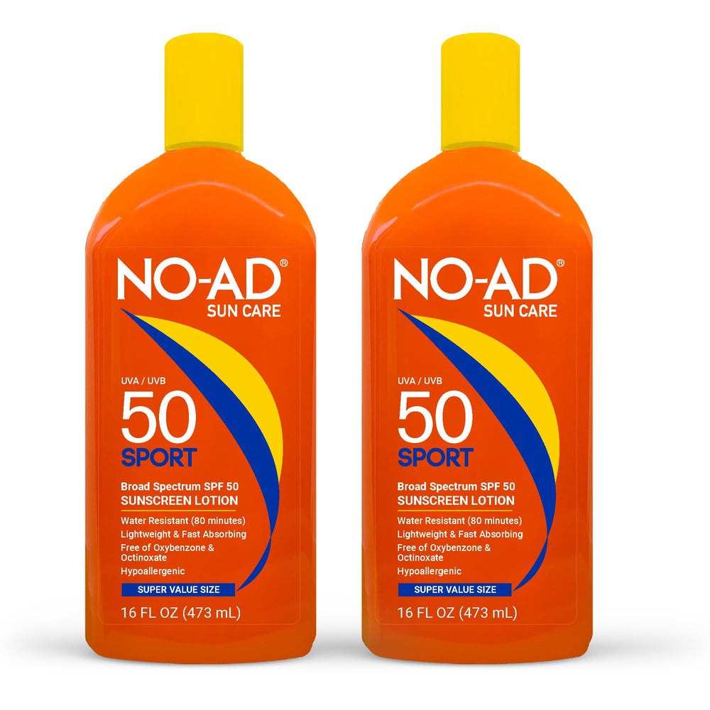 NO-AD front packaging showing SPF 50 and product benefits