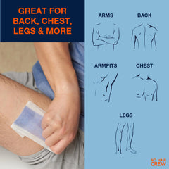 NO HAIR CREW strip in hand demonstrating size and easy handling benefit