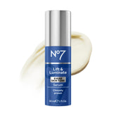 No7 front bottle view showing sleek packaging and product benefit