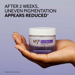 No7 hand applying cream demonstrating easy nightly application benefit