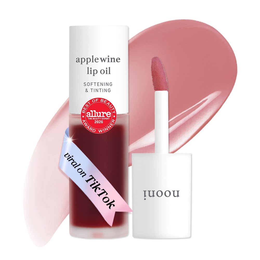 NOONI front packaging showing Applewine lip oil and sleek tube benefit travel-friendly