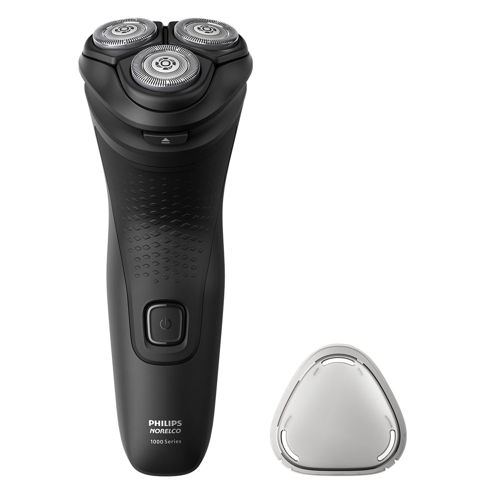 Norelco 1100 deep black front view showing sleek finish and reliable daily performance
