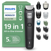 Norelco All-in-One 5000 front view showing ergonomic grip and controls for easy handling
