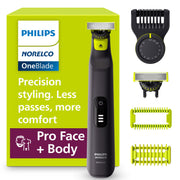 Norelco Body Groomer 7000 front view showing ergonomic grip and dual heads for versatile grooming