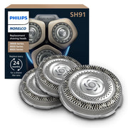 Norelco front packaging showing genuine replacement heads and clear fit benefit