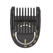 Norelco replacement comb front view showing teeth and clip, ensuring precise 1–3mm trimming