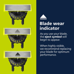 Norelco OneBlade installed on handle demonstrating simple snap-on fit and secure attachment for safe shaving