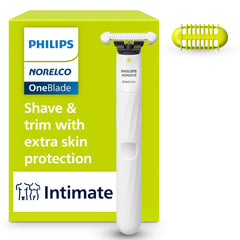 Philips Norelco OneBlade Intimate front view showing ergonomic handle and head benefiting control