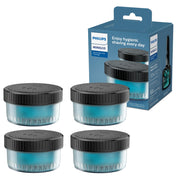 Norelco Quick Clean Pod front packaging showing four cartridges and benefits