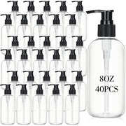 Norme front view of 40-pack clear pump bottles showing quantity and neat packaging benefit