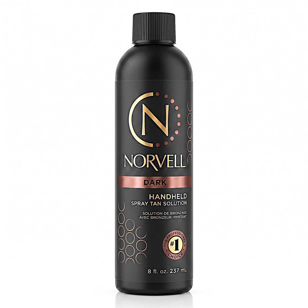 Norvell bottle front packaging showing product and deep bronze benefit