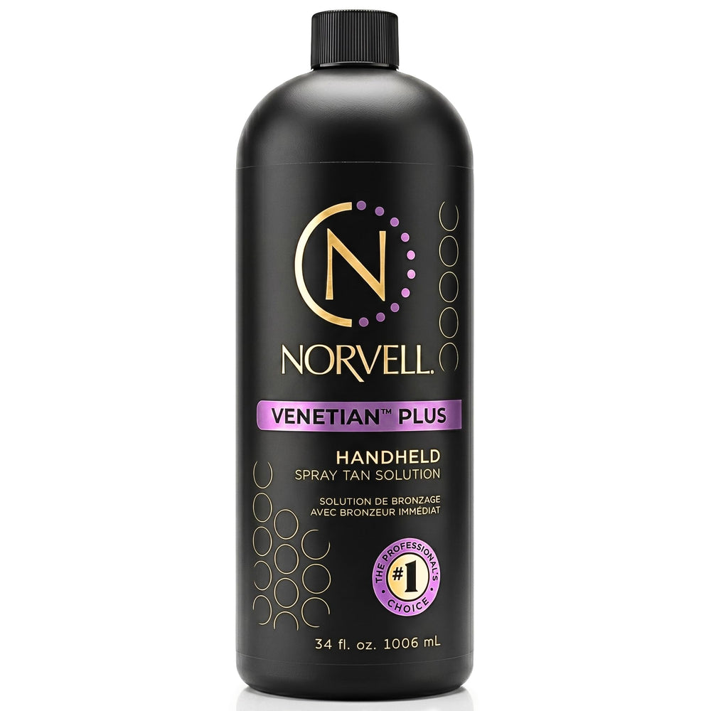Norvell front bottle view showing Venetian Plus and professional tan benefits