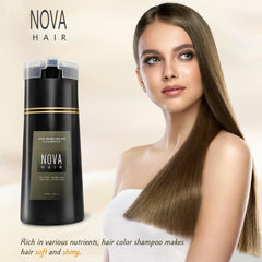 Nova Hair label close-up highlighting ingredients and easy use
