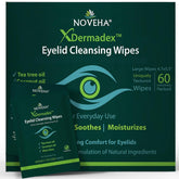 NOVEHA front box showing 60 individually wrapped wipes and compact packaging benefit