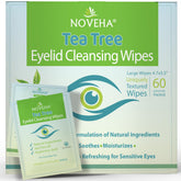 NOVEHA front packaging showing 60 individually wrapped eyelid wipes for convenient cleansing