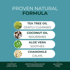 NOVEHA wipe in use removing mascara and residue from the lash line