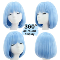 NOVFLKW side profile of bob wig illustrating shape and layered ends