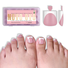 NOVO OVO front packaging showing berry pink deep curve French toes for quick salon look