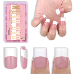 NOVO OVO front packaging showing berry pink French tips and contents, easy selection benefit