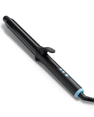NOVUSPRO front view of extended barrel curling iron displaying sleek design and long barrel benefit