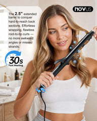 NOVUSPRO curling iron styling long hair to create loose waves quickly and efficiently