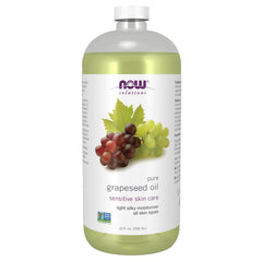 NOW grapeseed oil front bottle showing label and volume for clear product identification